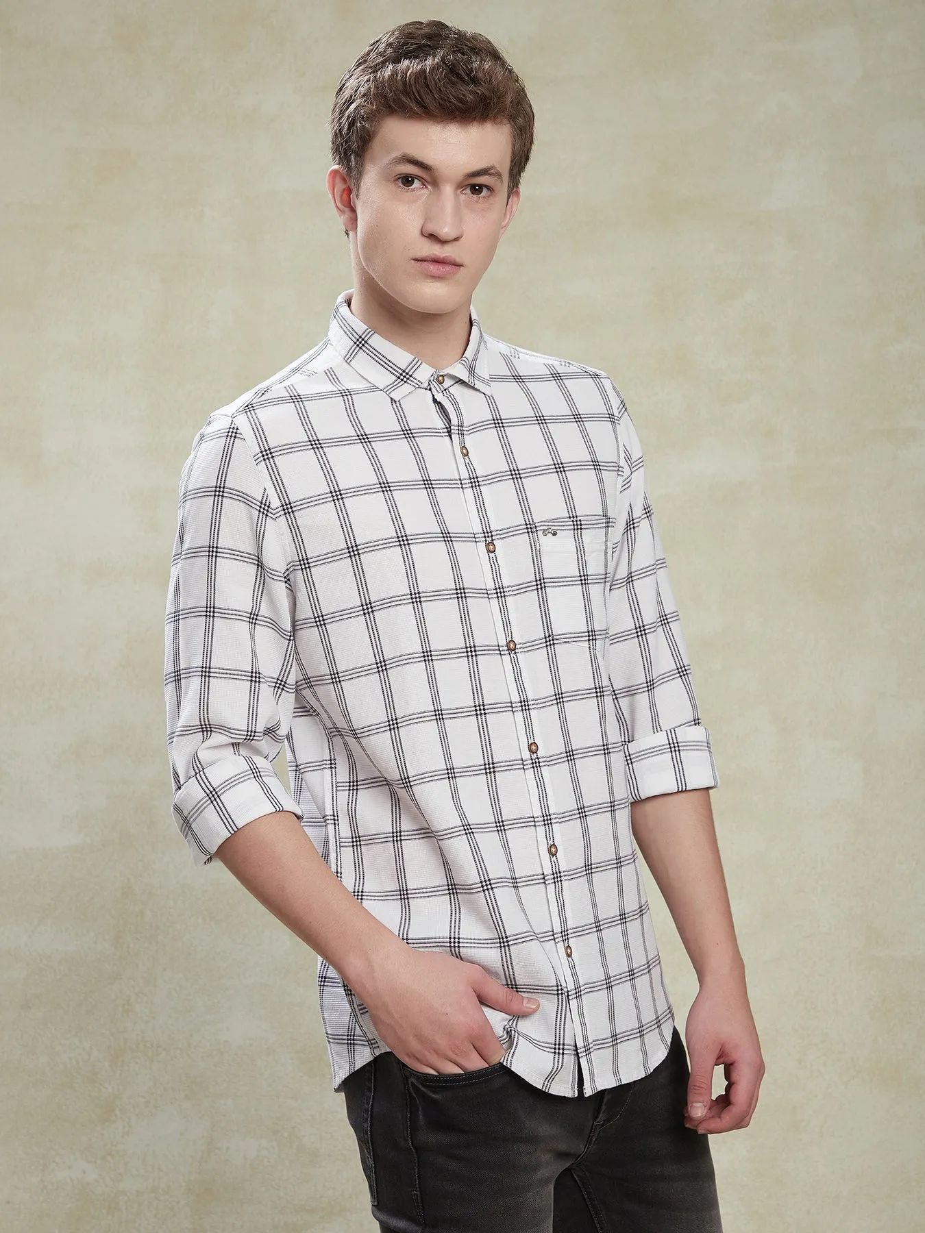 100% Cotton White Slim Fit Full Sleeve Casual Mens Plain Shirt