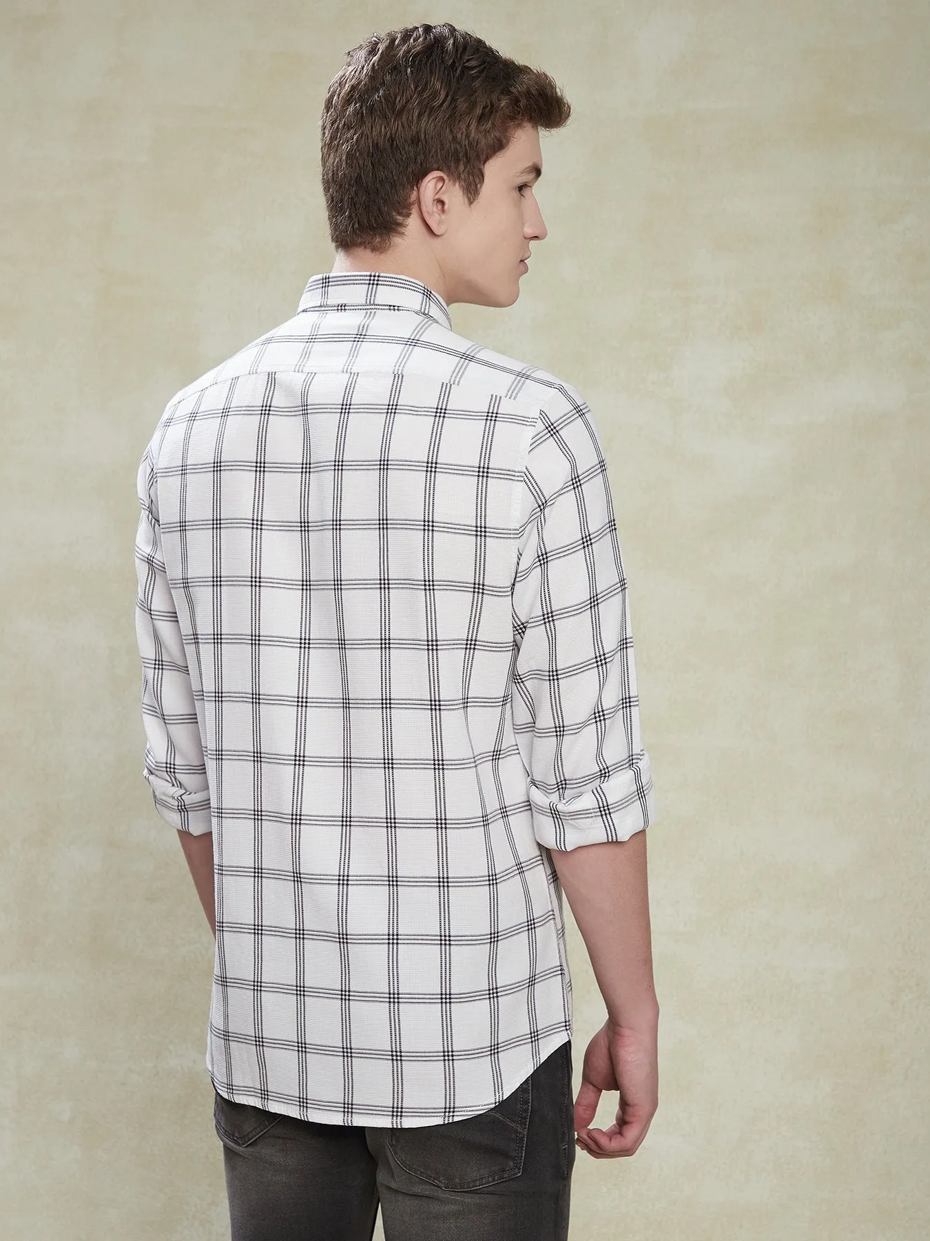 100% Cotton White Slim Fit Full Sleeve Casual Mens Plain Shirt