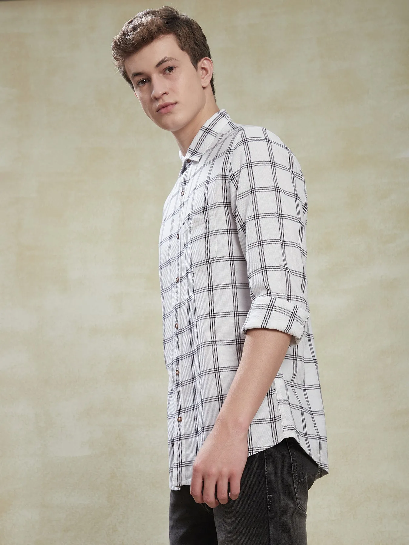 100% Cotton White Slim Fit Full Sleeve Casual Mens Plain Shirt
