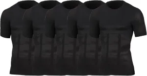 5 Pack Men's Short Sleeve Compression Shirts Workout Gym Slimming Shapewear T-Shirts Tops Athletic Undershirts