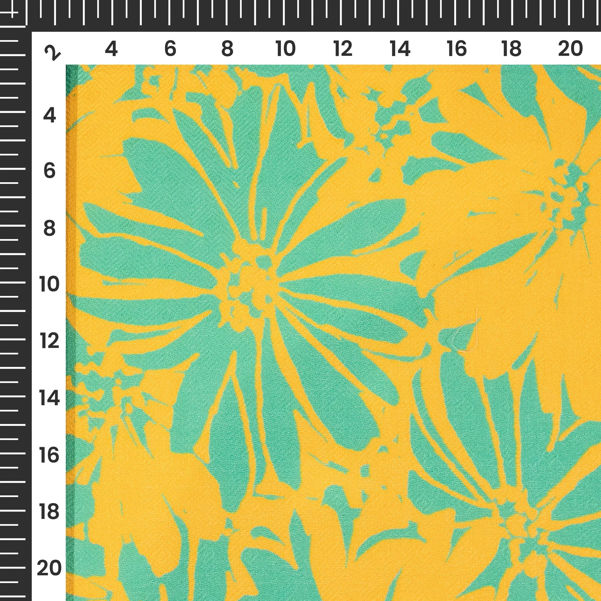 Amber Yellow Floral Digital Print Elegant Blend Pashmina Fabric