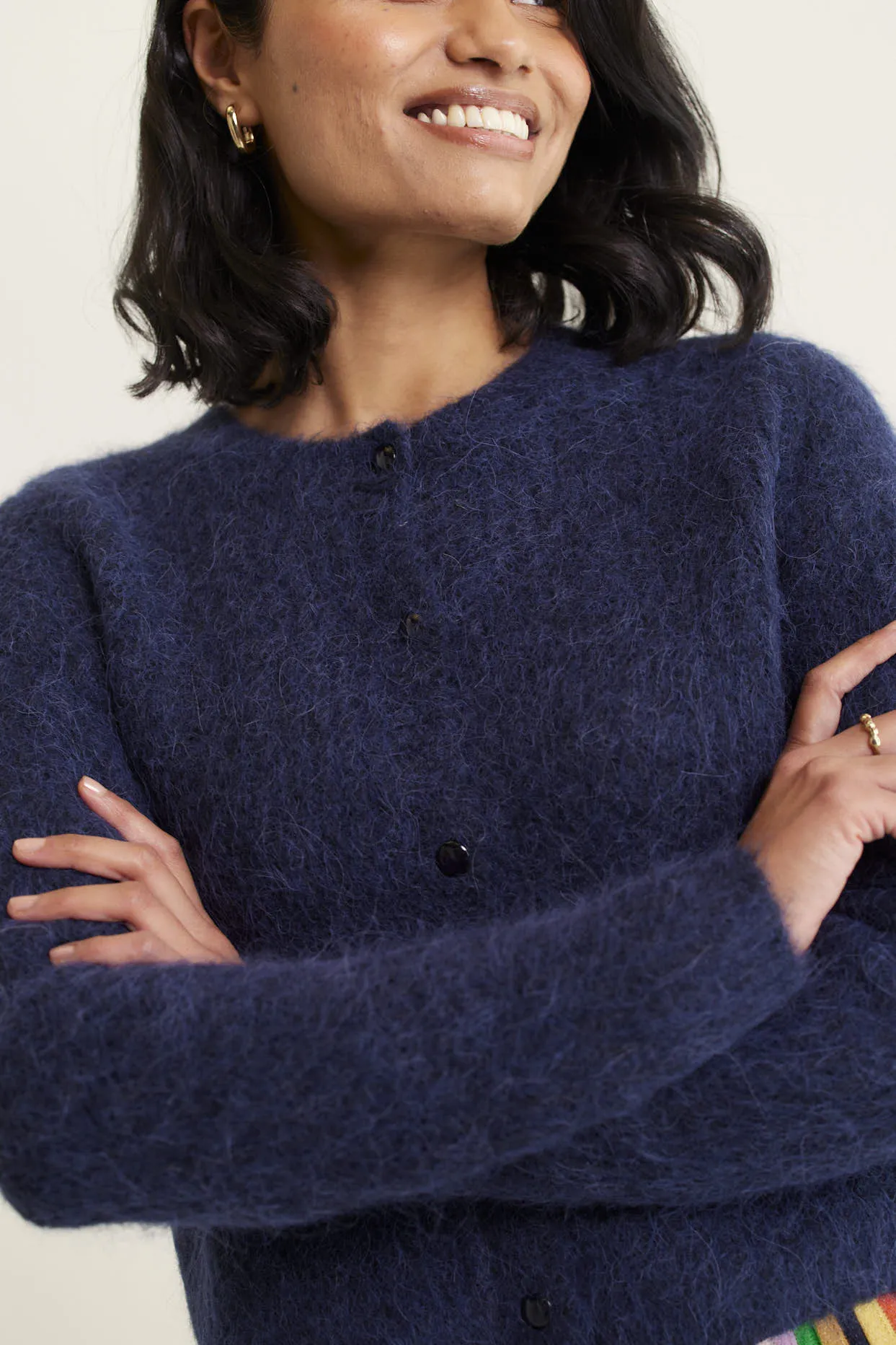 Anastasia Brushed Alpaca Cardi In Navy