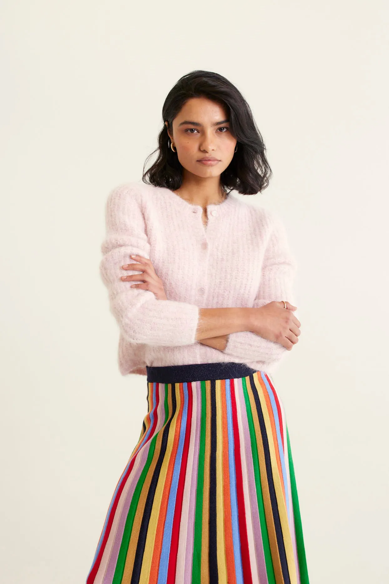 Anastasia Brushed Alpaca Cardi In Petal