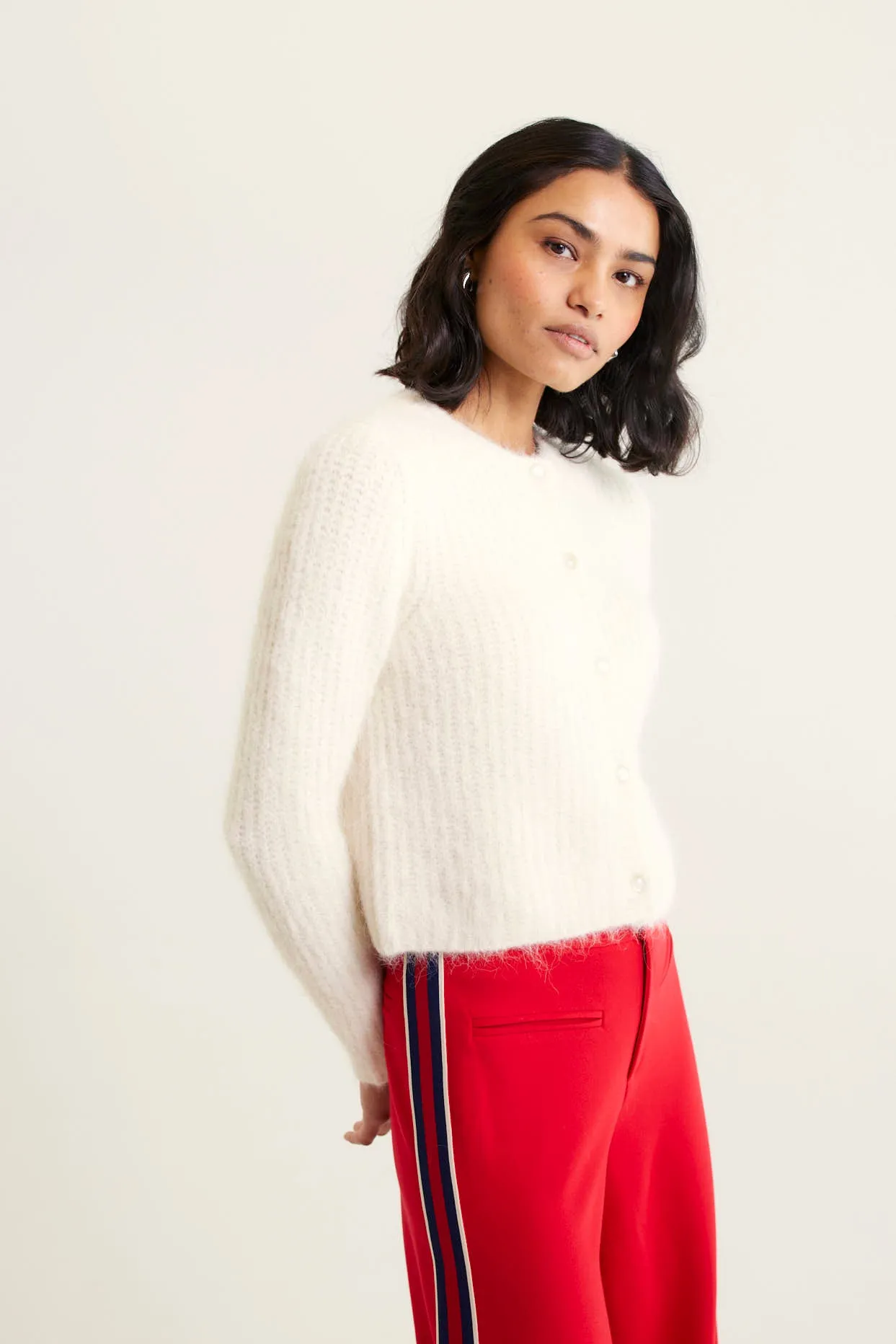 Anastasia Brushed Alpaca Cardi In White
