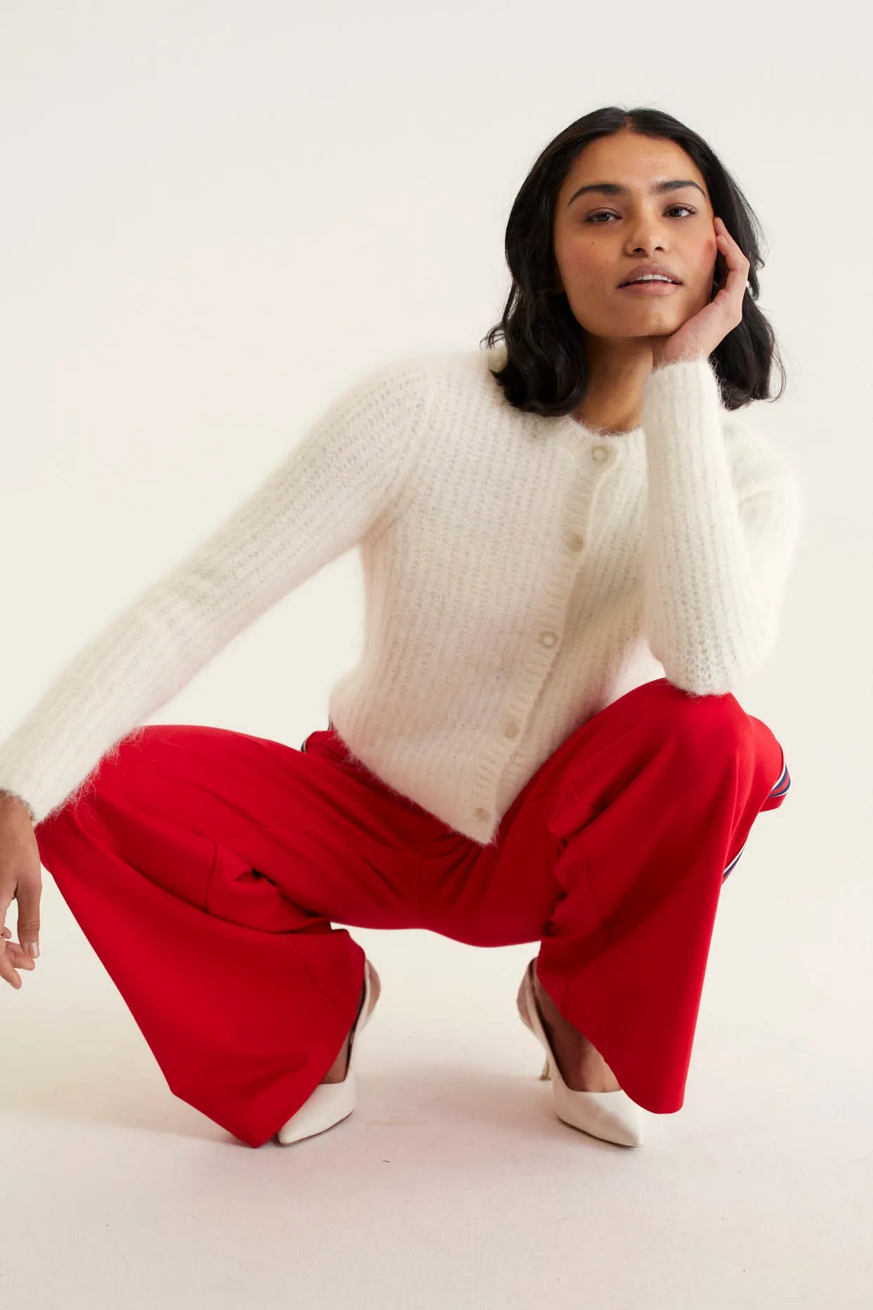 Anastasia Brushed Alpaca Cardi In White