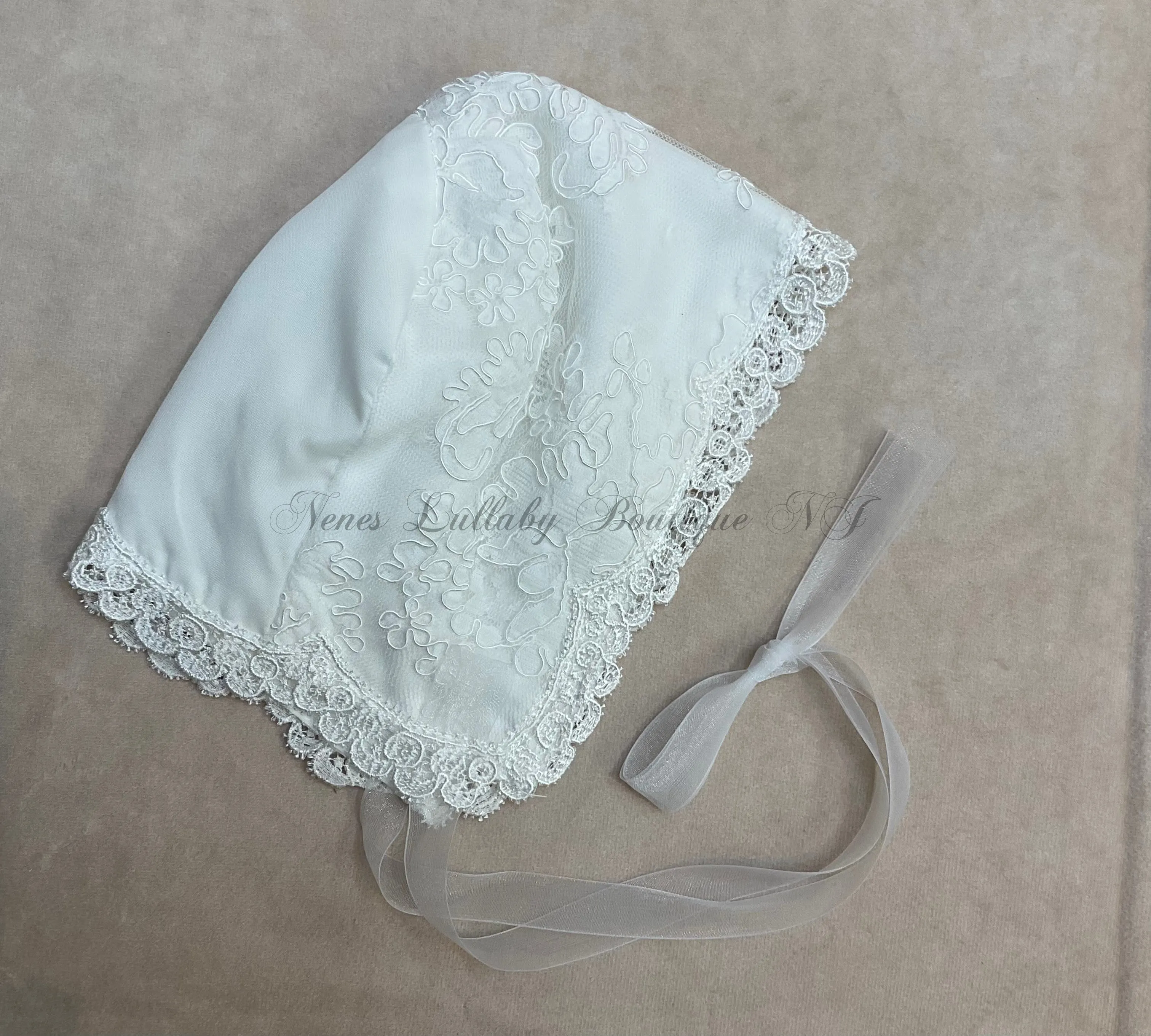 Aubrey all Lace christening Gown with Matching Bonnet