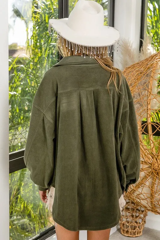 Bibi Fleece Buttoned Down Oversized Shacket