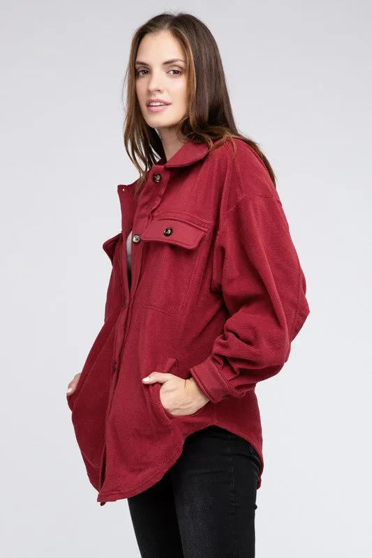 Bibi Fleece Buttoned Down Oversized Shacket