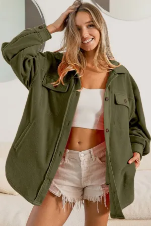 Bibi Fleece Buttoned Down Oversized Shacket