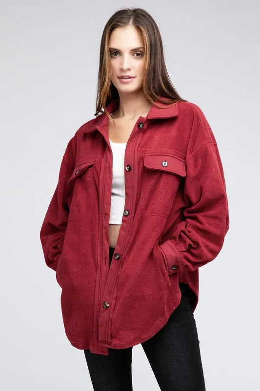 Bibi Fleece Buttoned Down Oversized Shacket