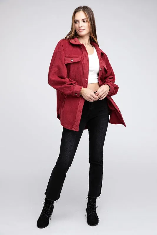 Bibi Fleece Buttoned Down Oversized Shacket