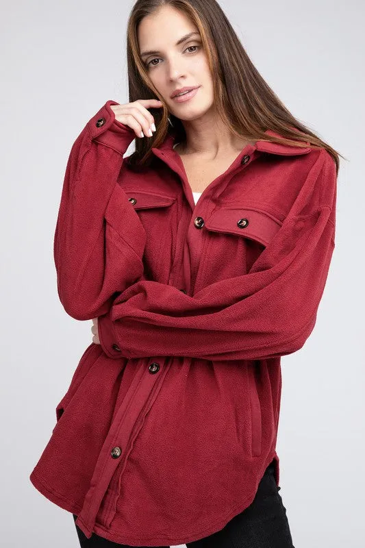 Bibi Fleece Buttoned Down Oversized Shacket