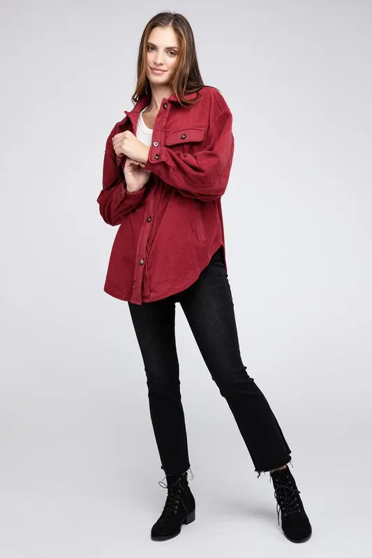 Bibi Fleece Buttoned Down Oversized Shacket
