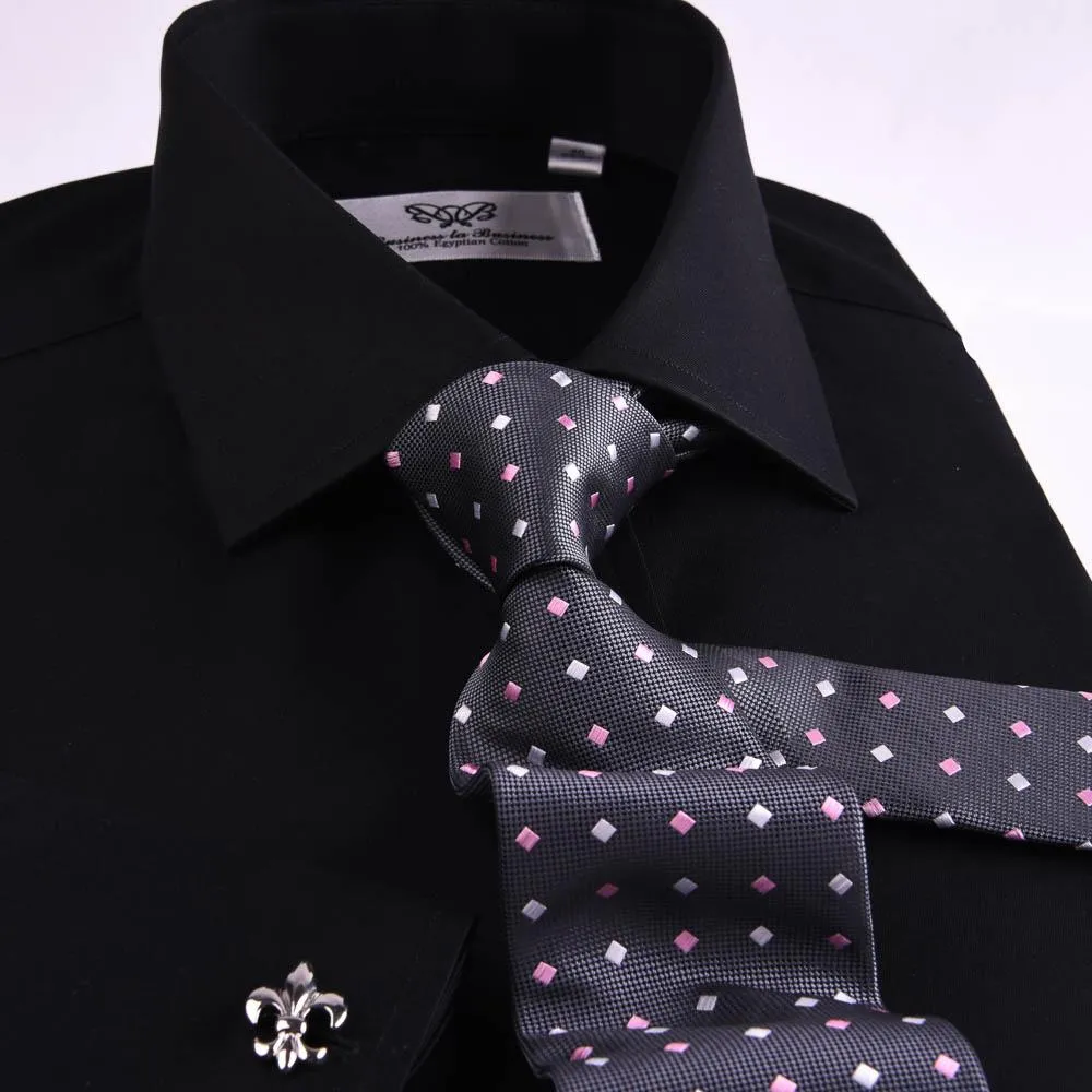 Black Poplin Formal Business Dress Shirt Sexy Smooth Luxury Finish