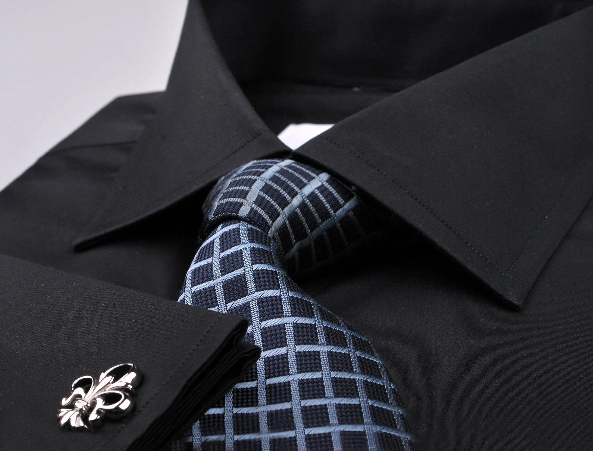 Black Poplin Formal Business Dress Shirt Sexy Smooth Luxury Finish