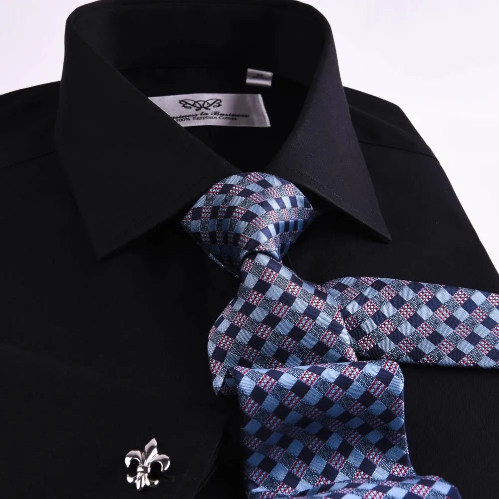 Black Poplin Formal Business Dress Shirt Sexy Smooth Luxury Finish