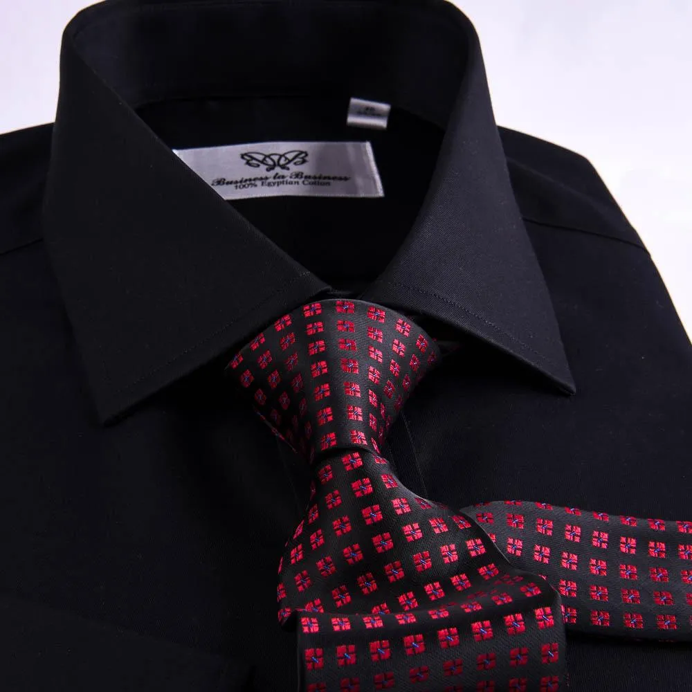 Black Poplin Formal Business Dress Shirt Sexy Smooth Luxury Finish
