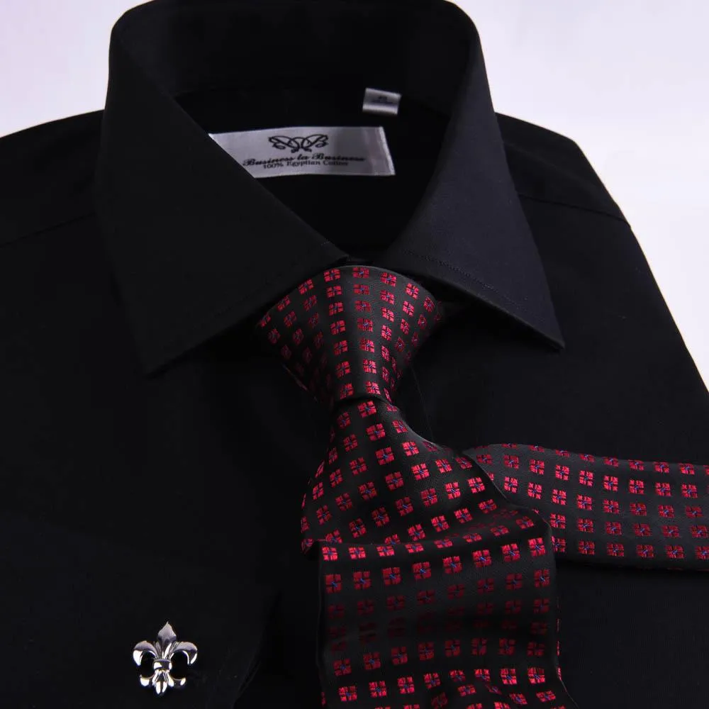 Black Poplin Formal Business Dress Shirt Sexy Smooth Luxury Finish