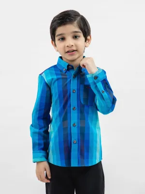 Blue Bold Checkered Button Down Casual Shirt
