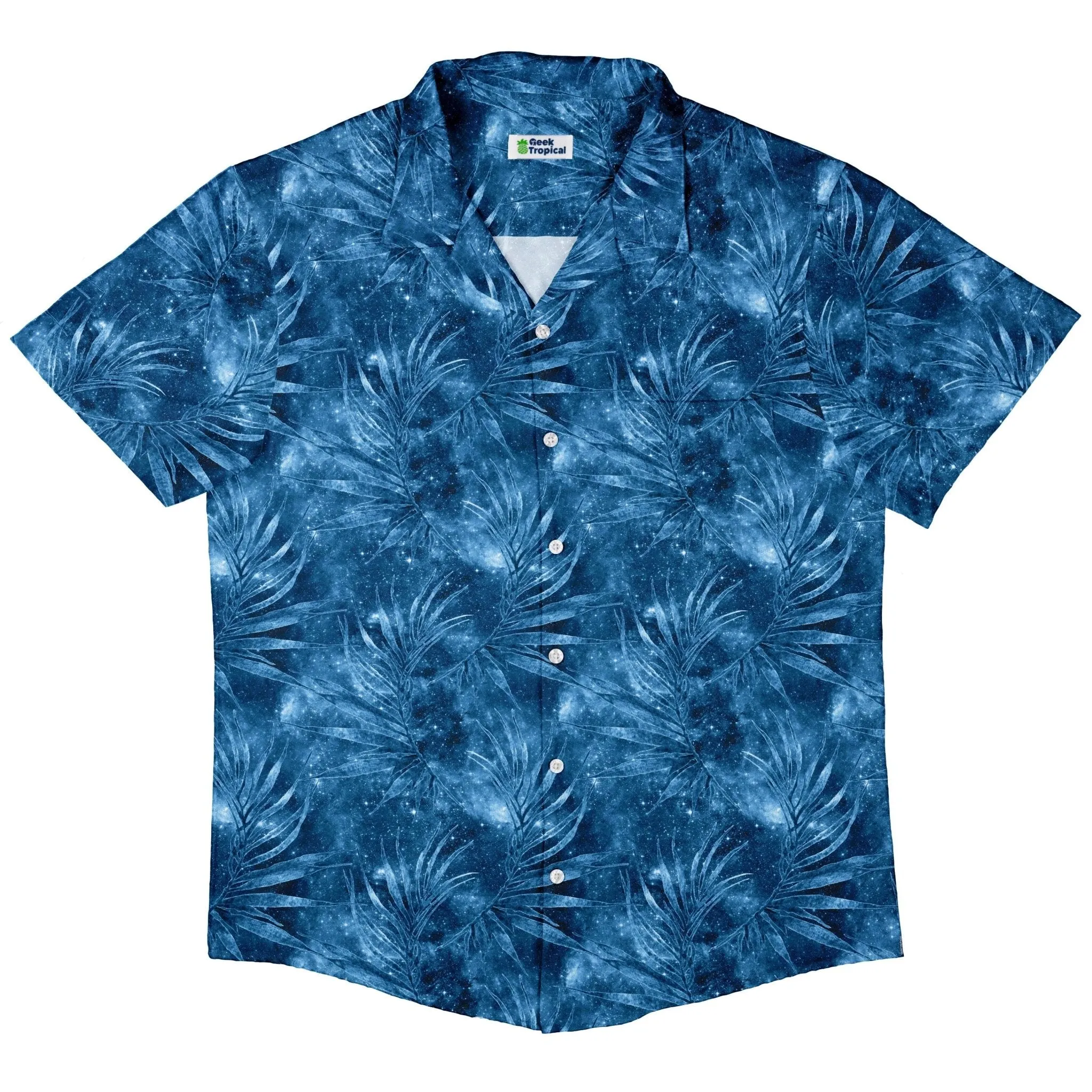 Blue Grey Hawaiian Space Button Up Shirt