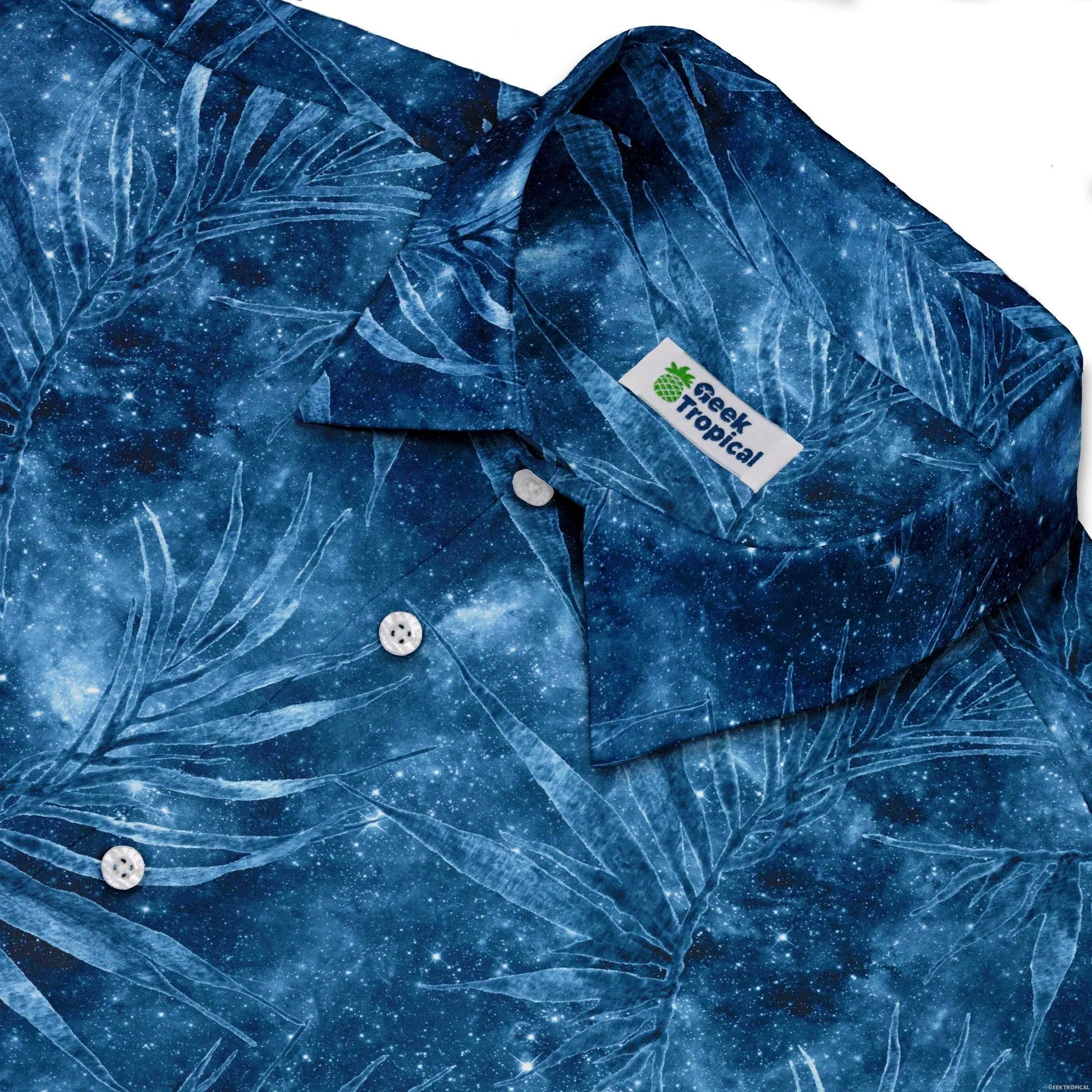 Blue Grey Hawaiian Space Button Up Shirt