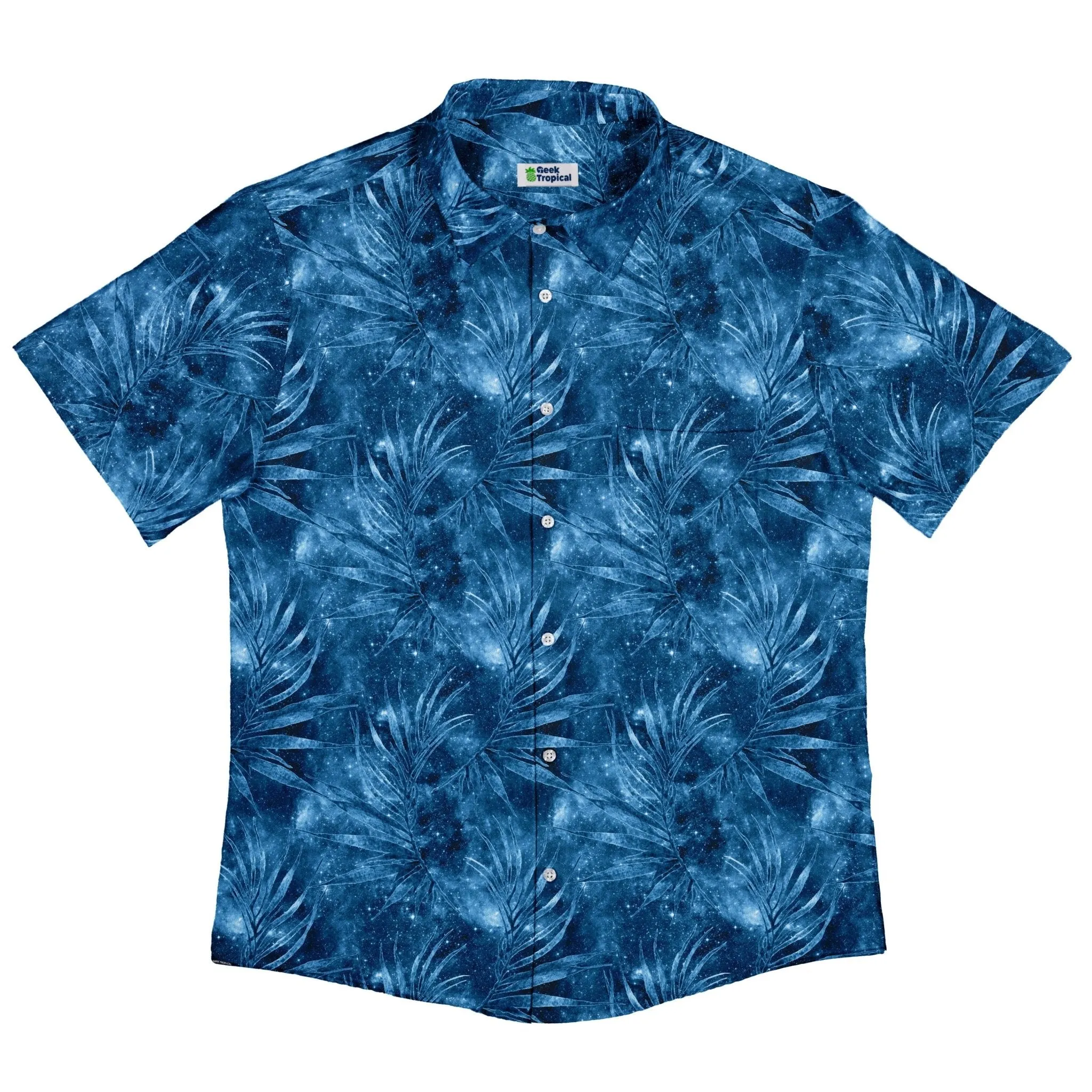 Blue Grey Hawaiian Space Button Up Shirt