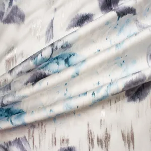 Blue Hand Painted Silk Mikado