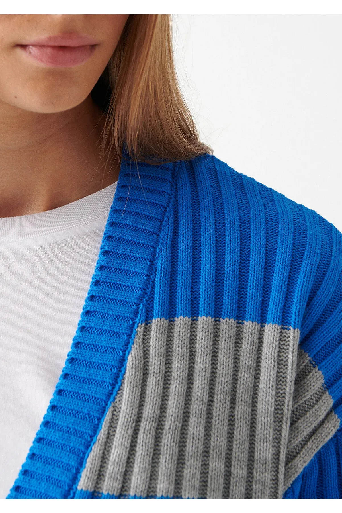 Blue Women's Striped Cardigan