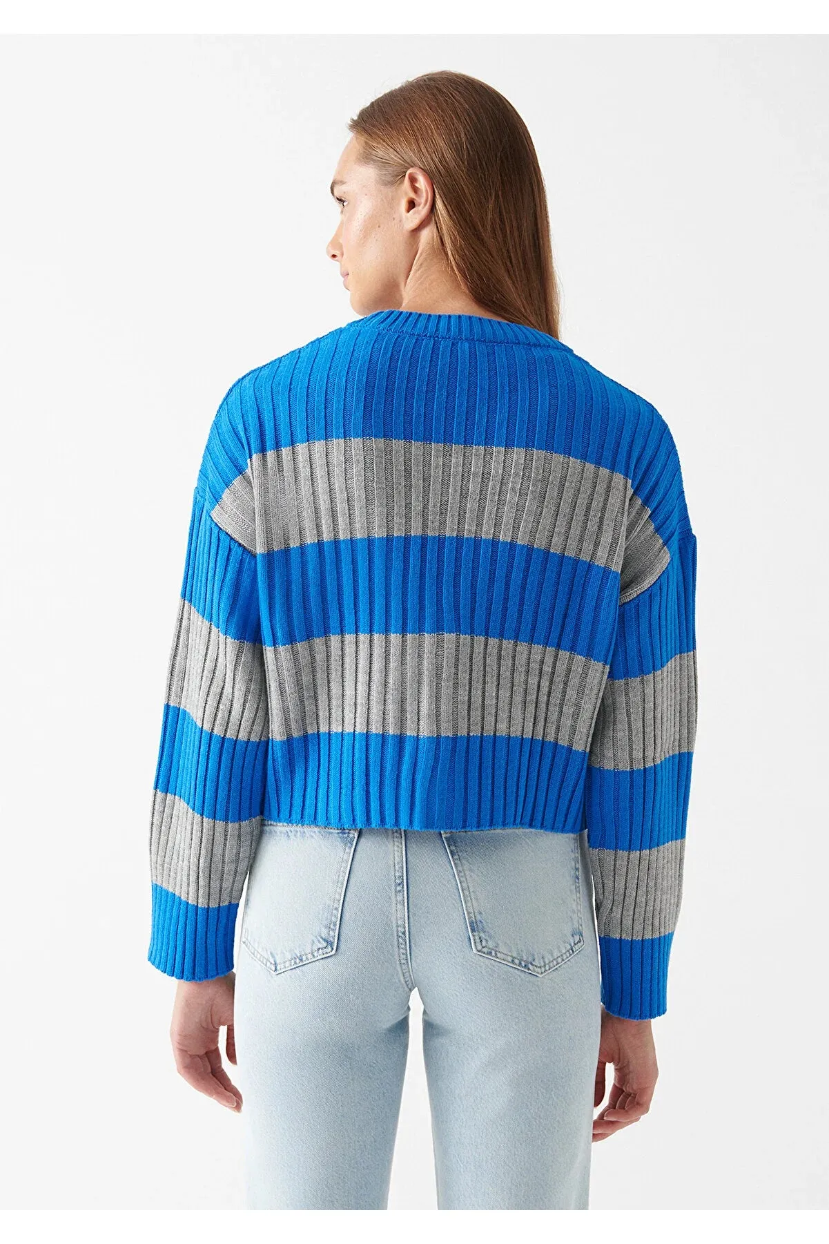 Blue Women's Striped Cardigan