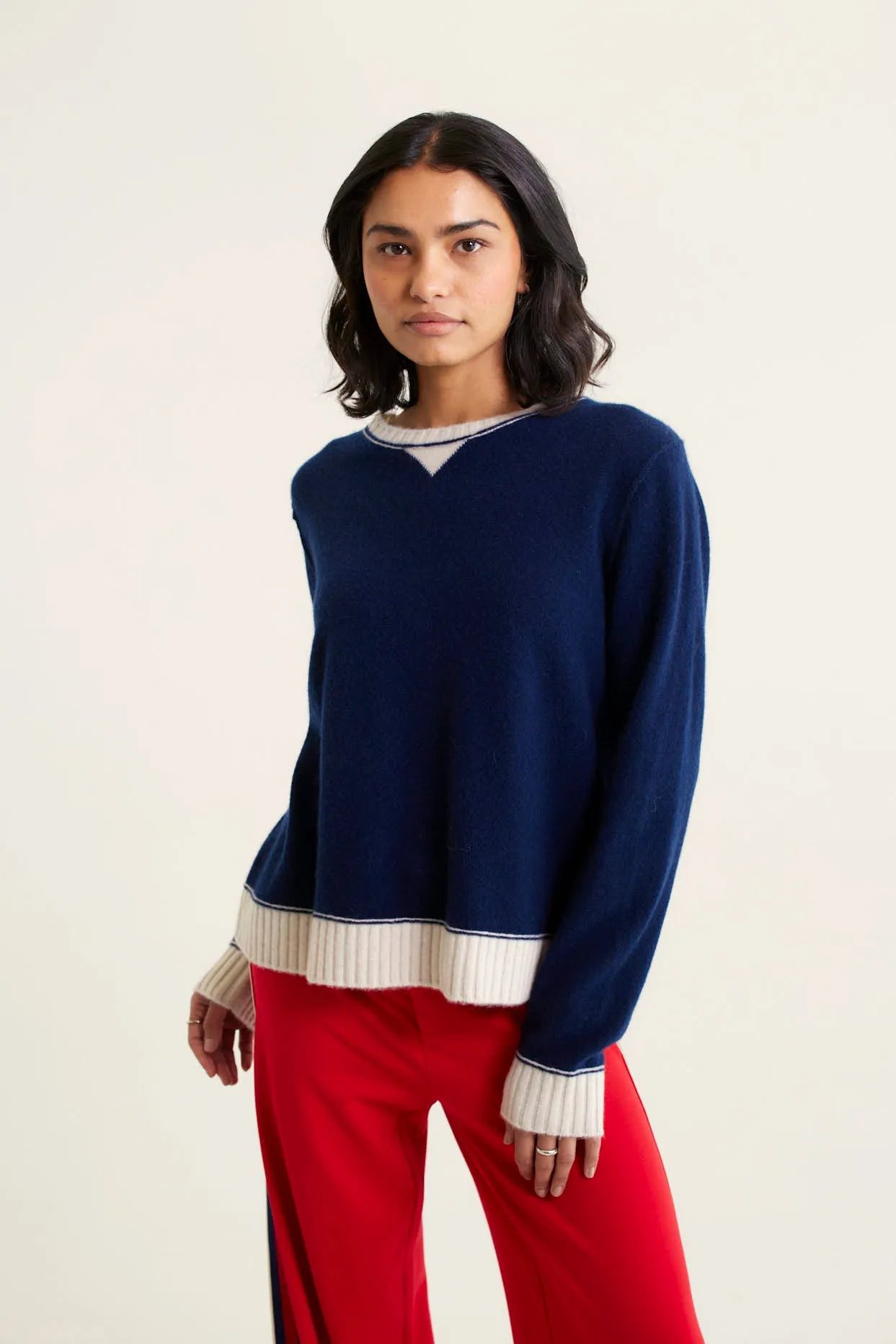 Boyfriend Cashmere Sweater In Midnight Navy