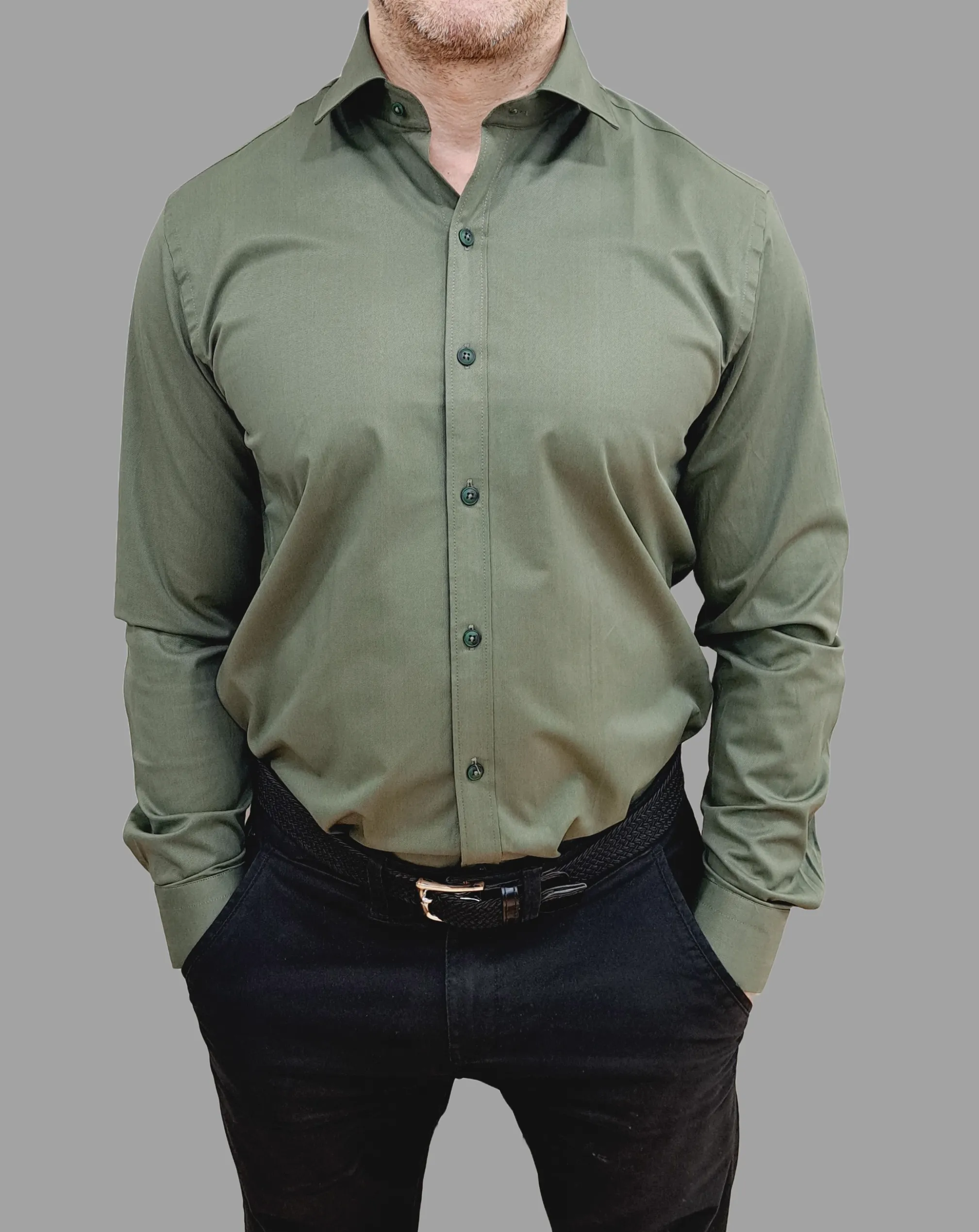 BRD STRECH SLIM FIT COTTON SHIRT