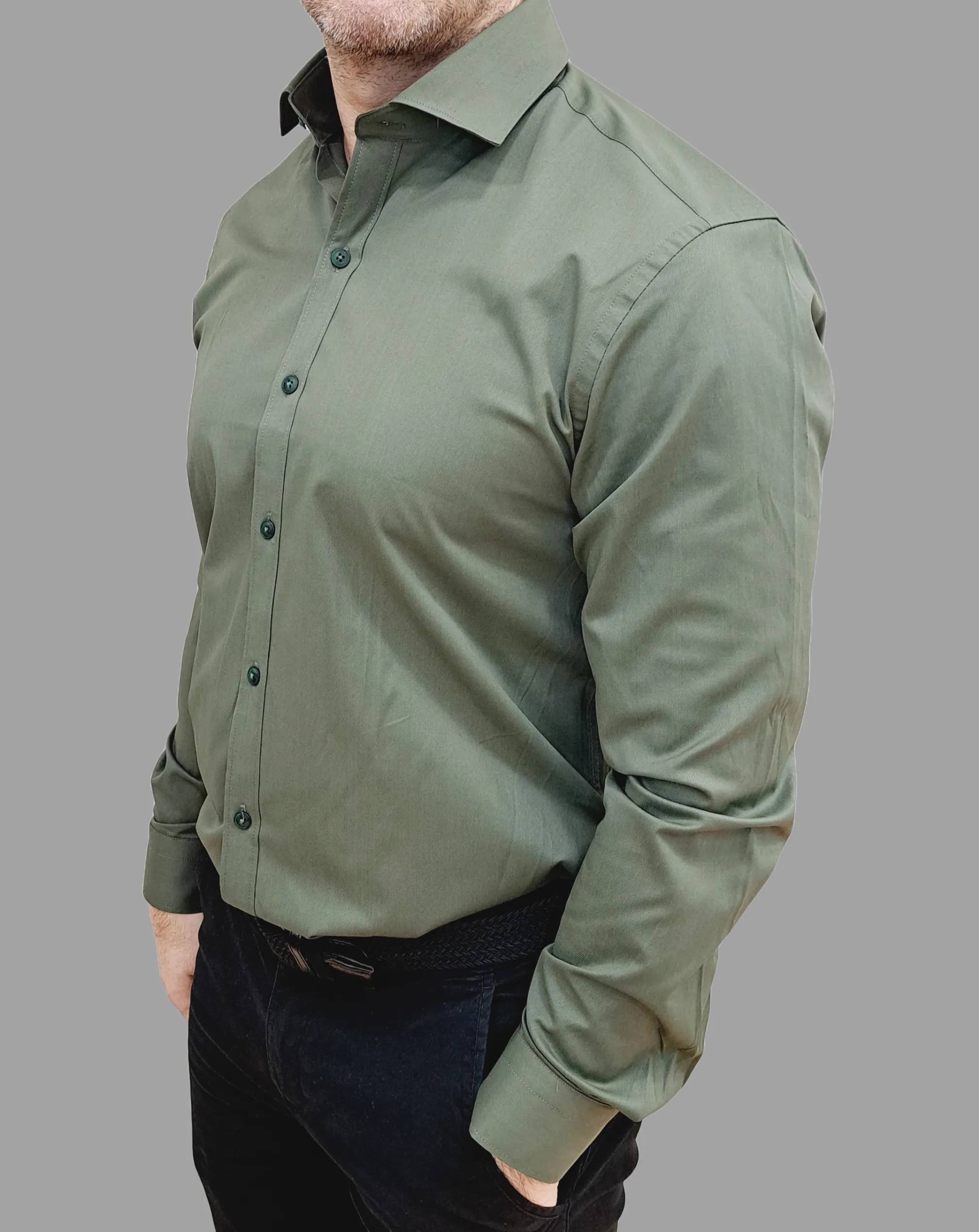 BRD STRECH SLIM FIT COTTON SHIRT
