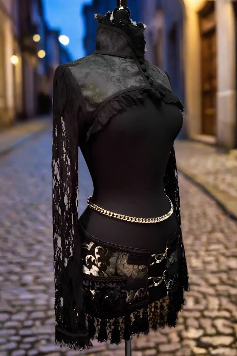 BROCADE BOLERO SHRUG - BLACK BROCADE
