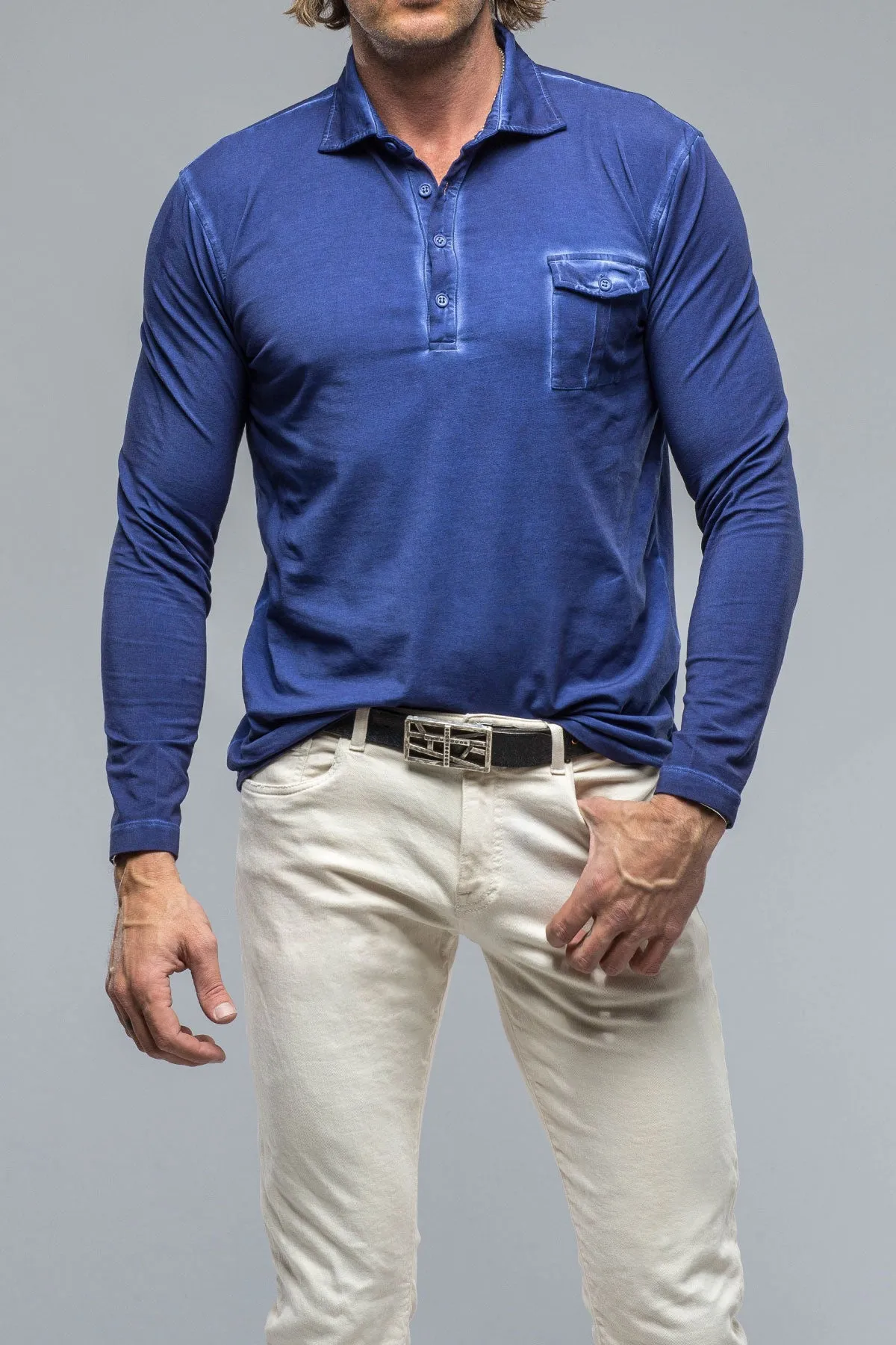 Cafe Paco LS Polo Shirt in Azure