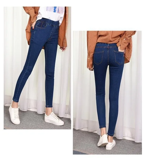 Casual Elastic Waist Jeans