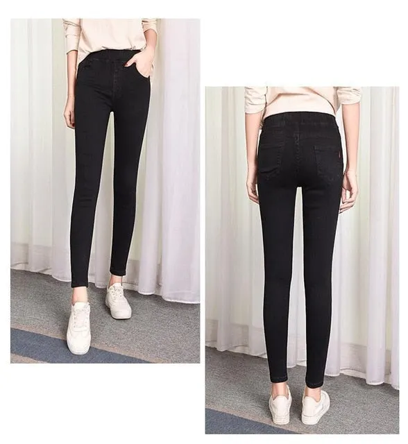 Casual Elastic Waist Jeans