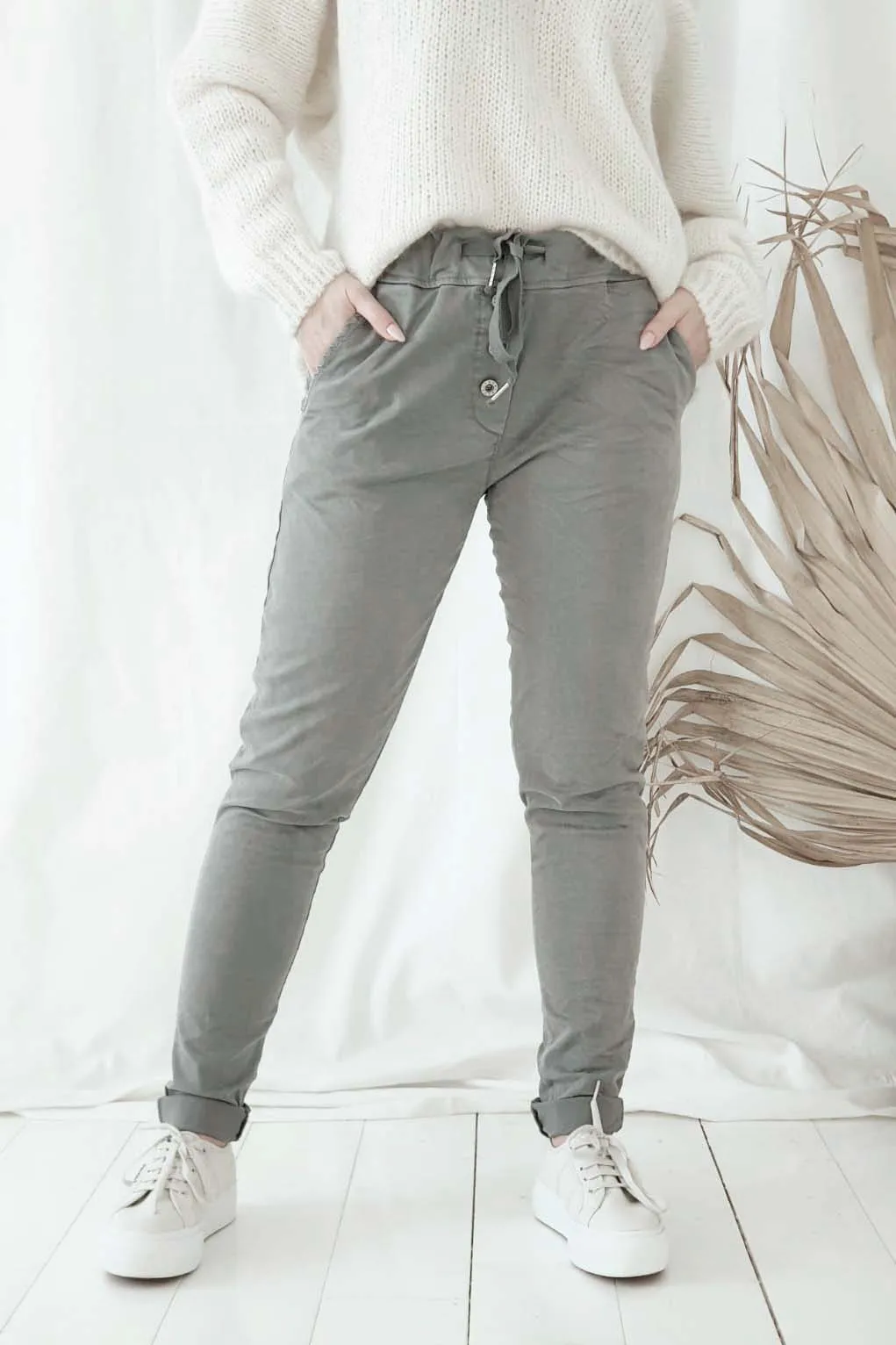 Casual tencel joggerit, harmaa