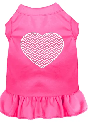 Chevron Heart Screen Print Dress Bright Pink Xxxl