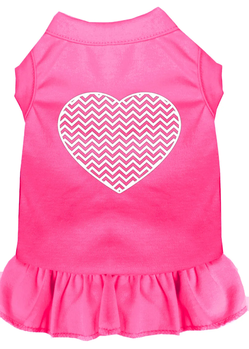 Chevron Heart Screen Print Dress Bright Pink Xxxl