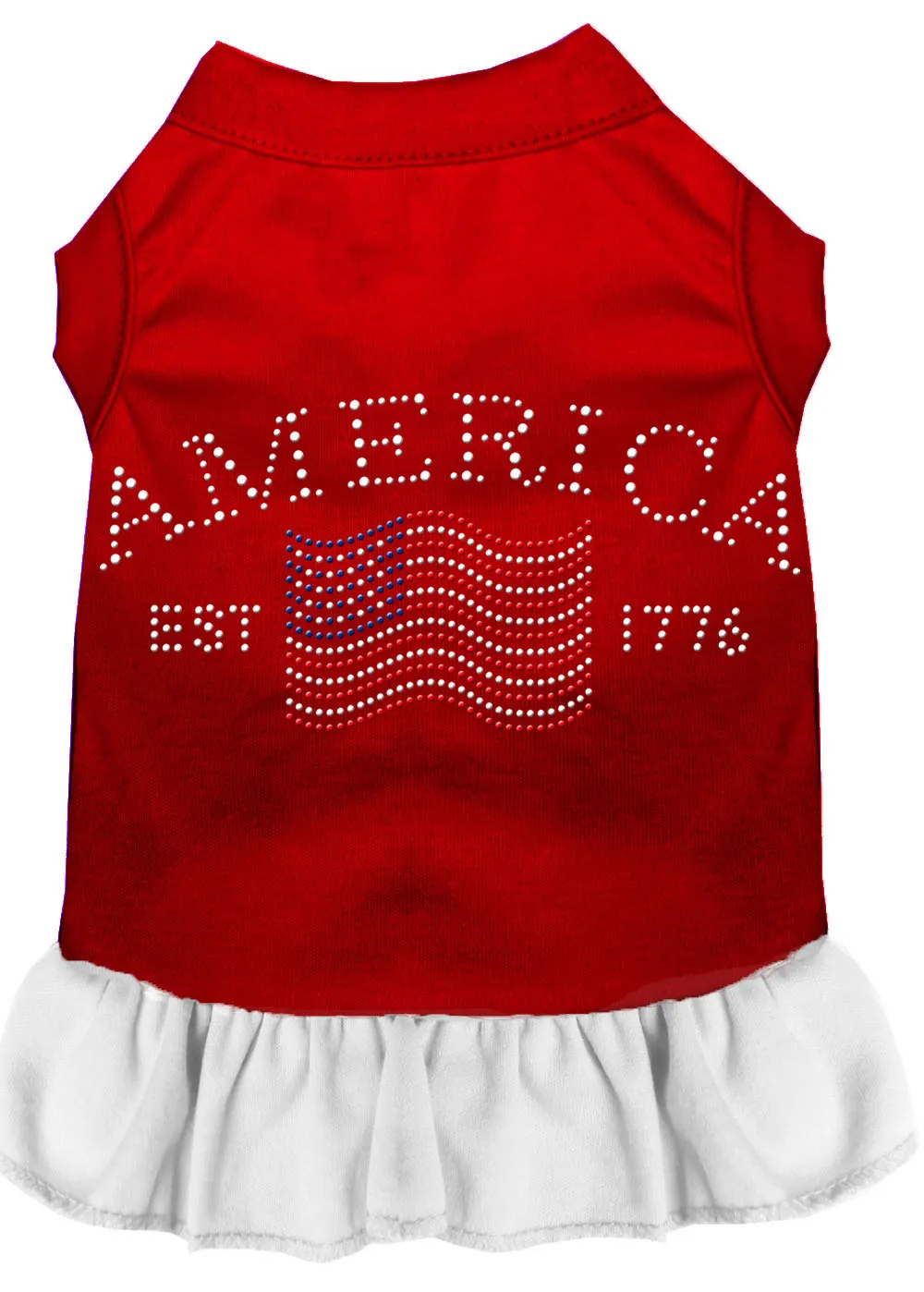 Classic America Rhinestone Dress Red With White Sm