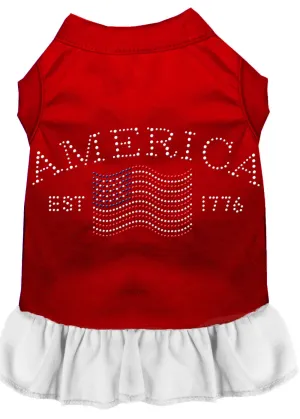 Classic America Rhinestone Dress Red With White Sm