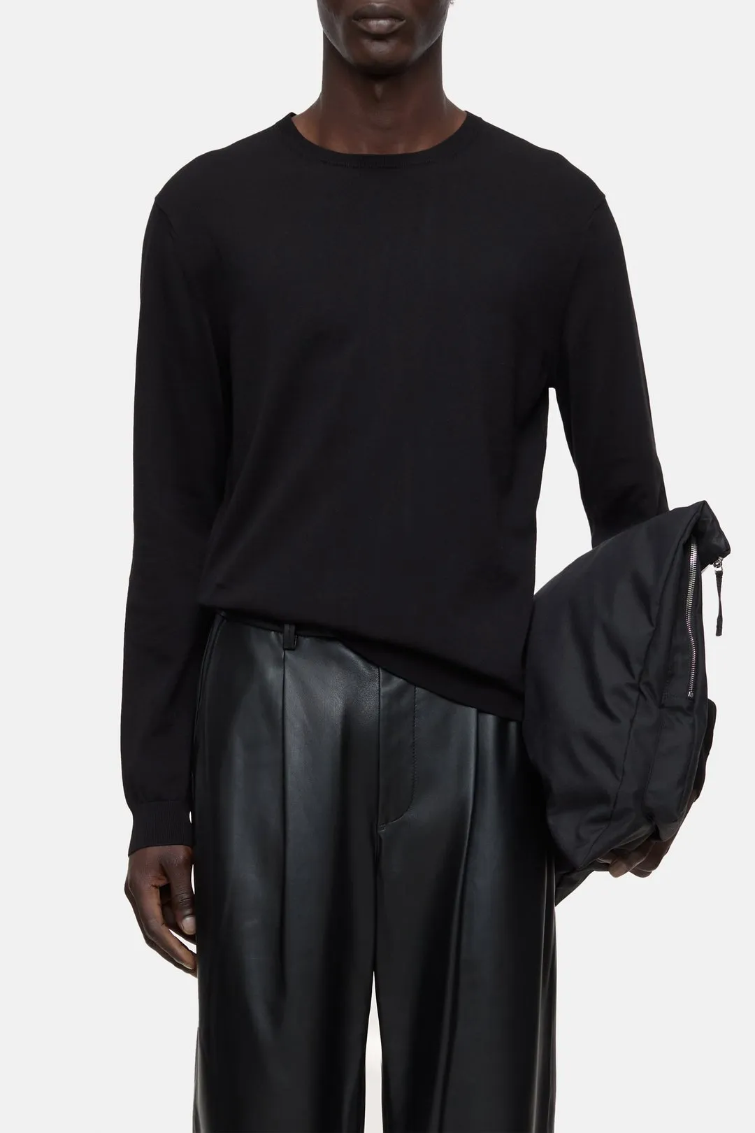 Closed Black Cotton Fine Knit Crewneck Sweater