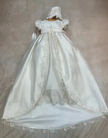 Colleen 2024 all 100% White Silk  Christening / Baptism Gown by Piccolo Bacio