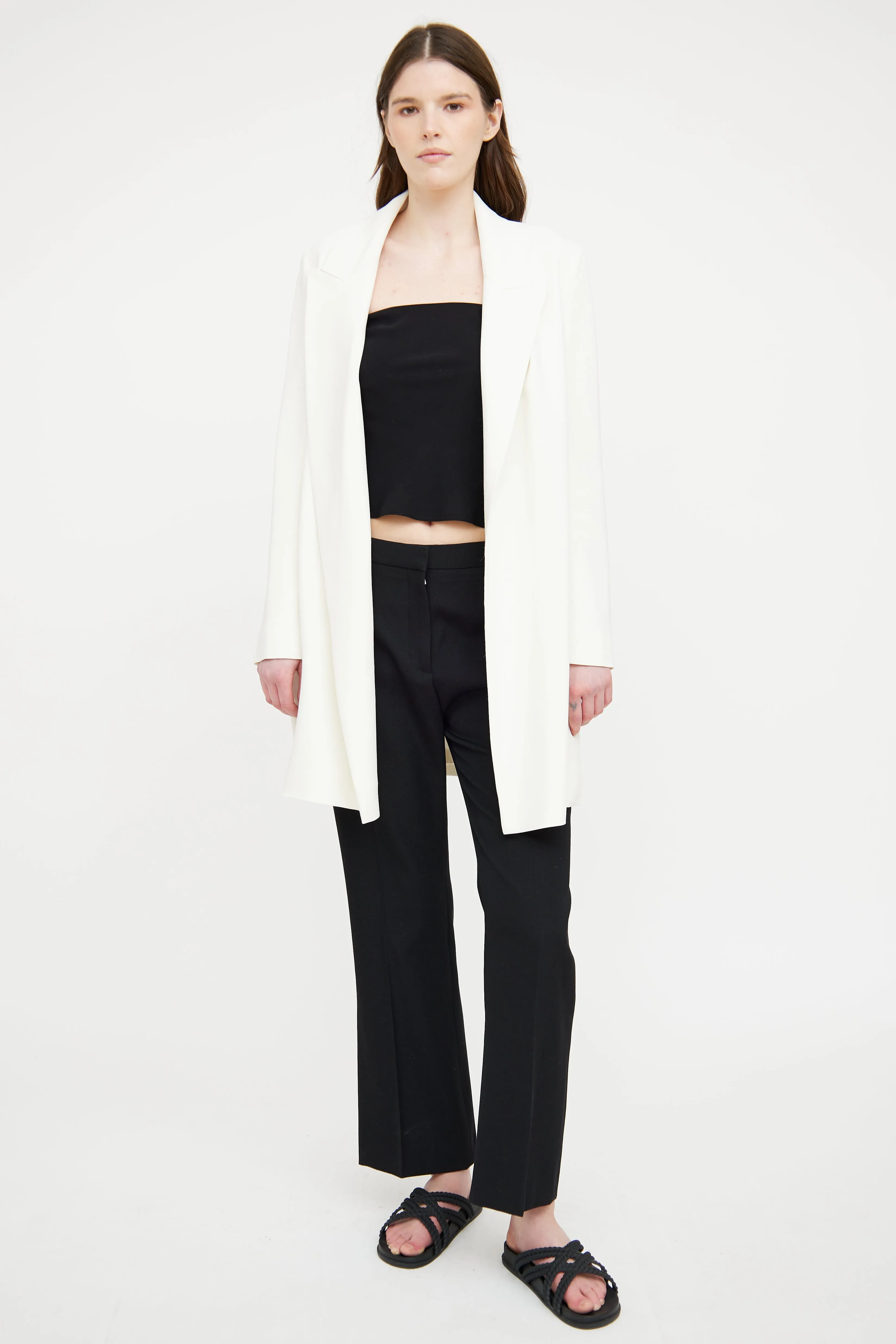 Cream Open Long Blazer