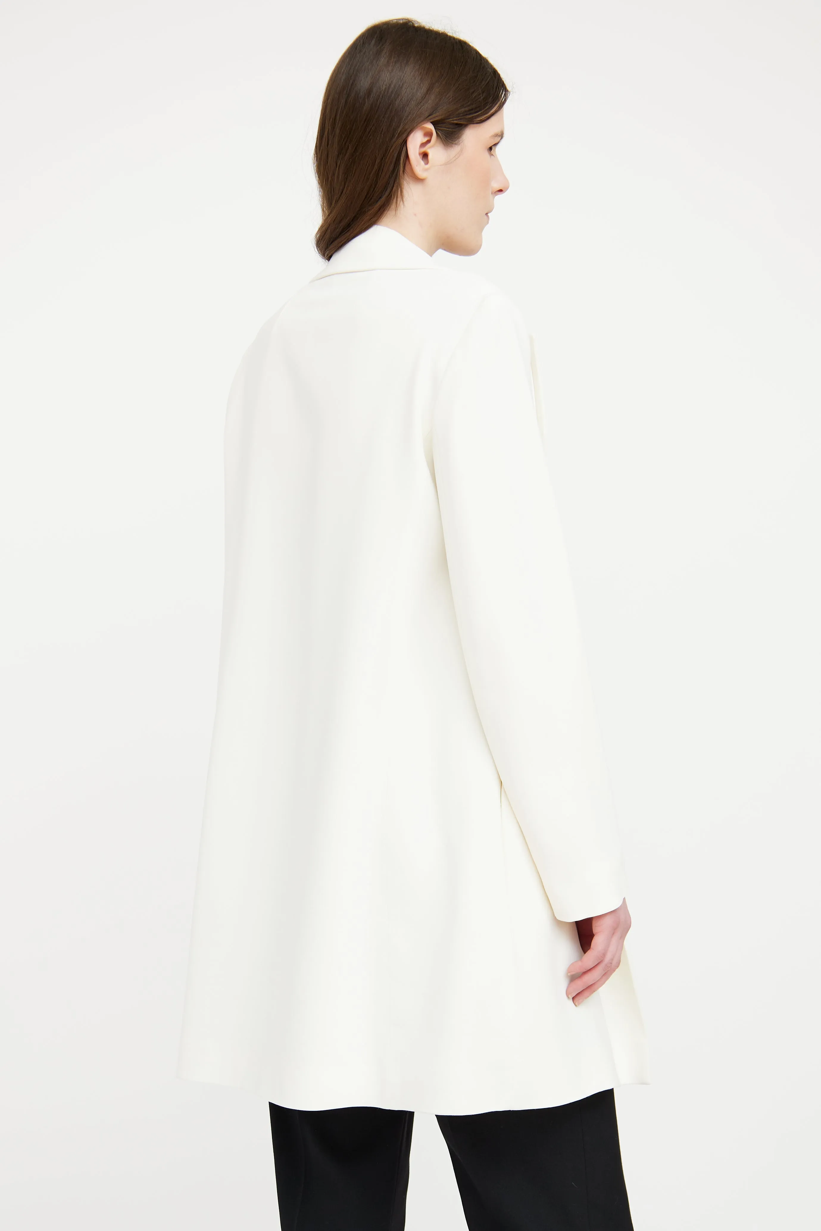 Cream Open Long Blazer