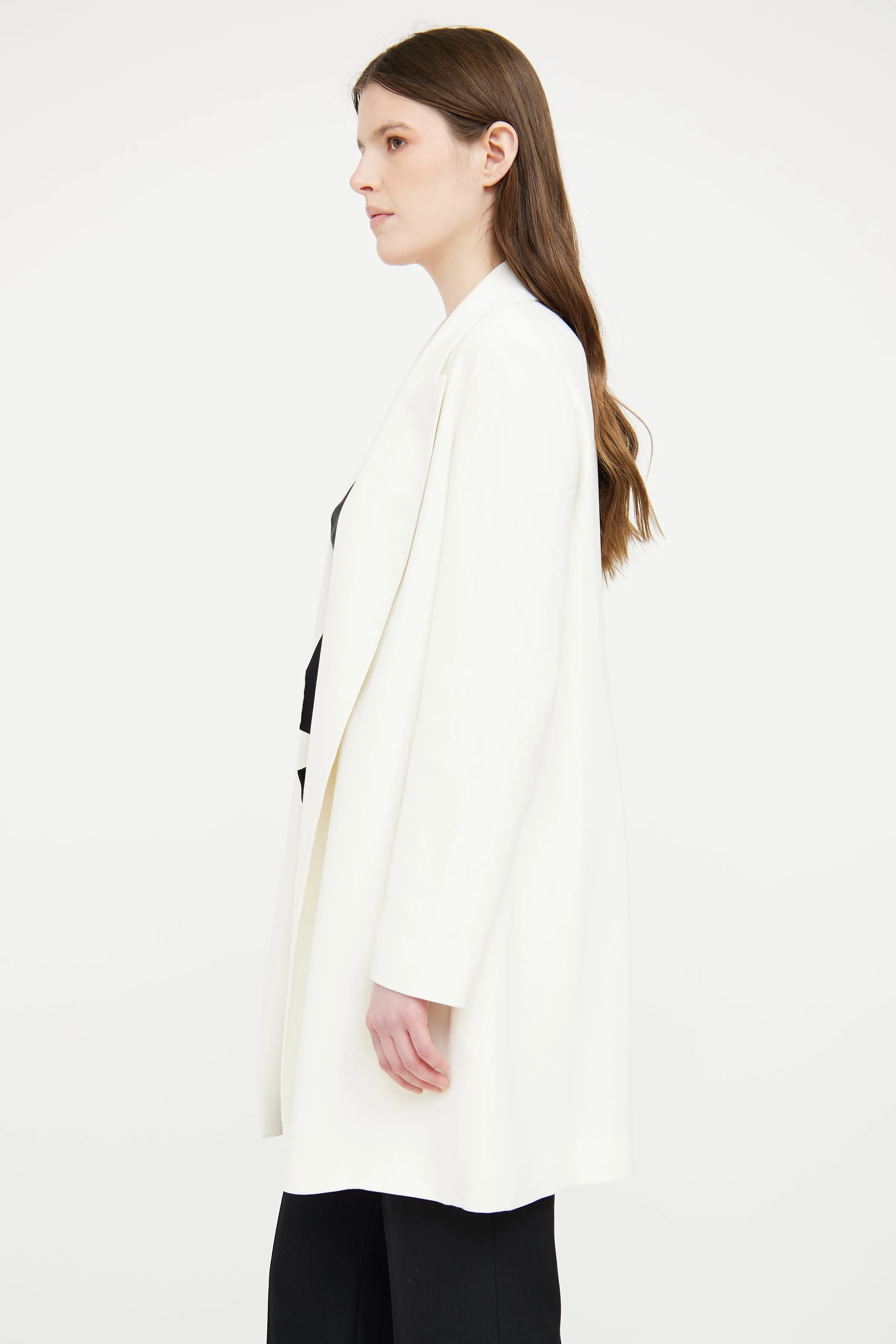 Cream Open Long Blazer
