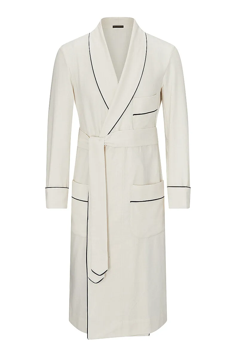 Cream Unlined Brushed Cotton Dressing Gown