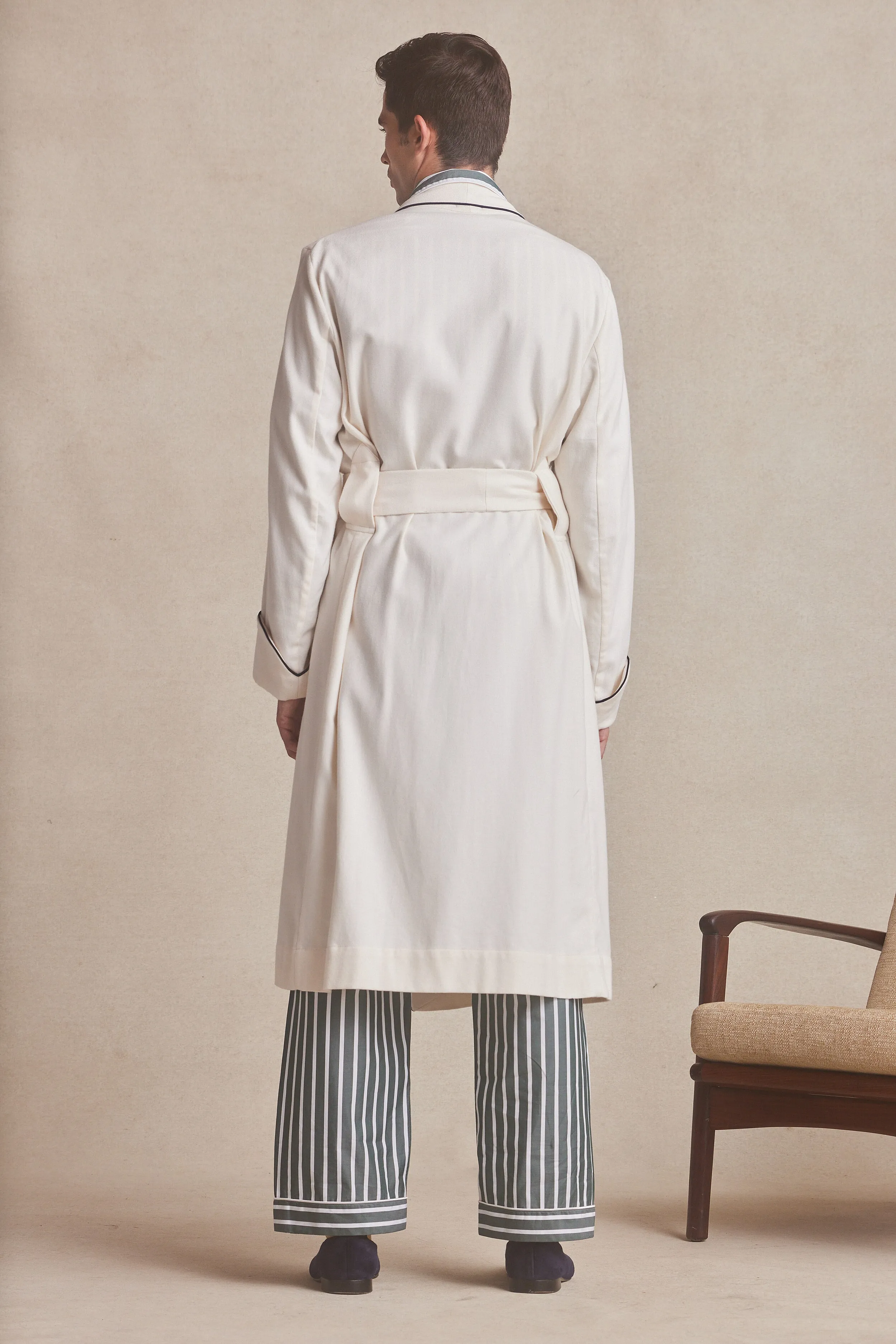 Cream Unlined Brushed Cotton Dressing Gown