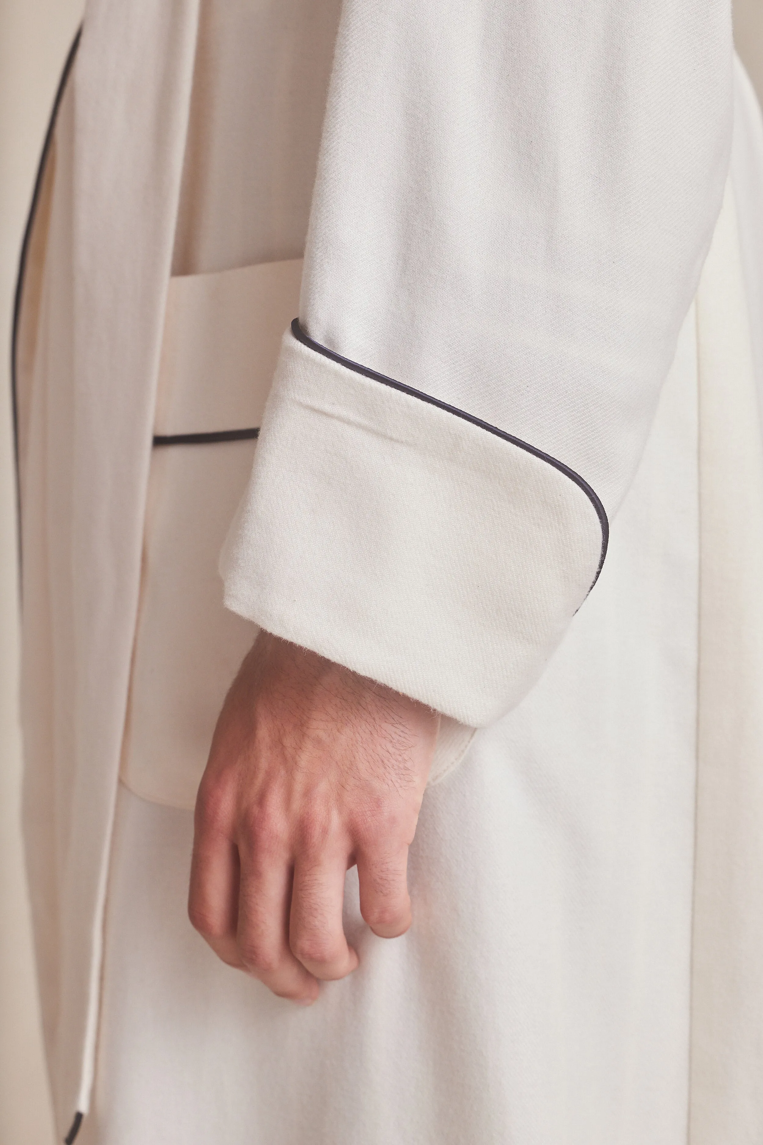 Cream Unlined Brushed Cotton Dressing Gown