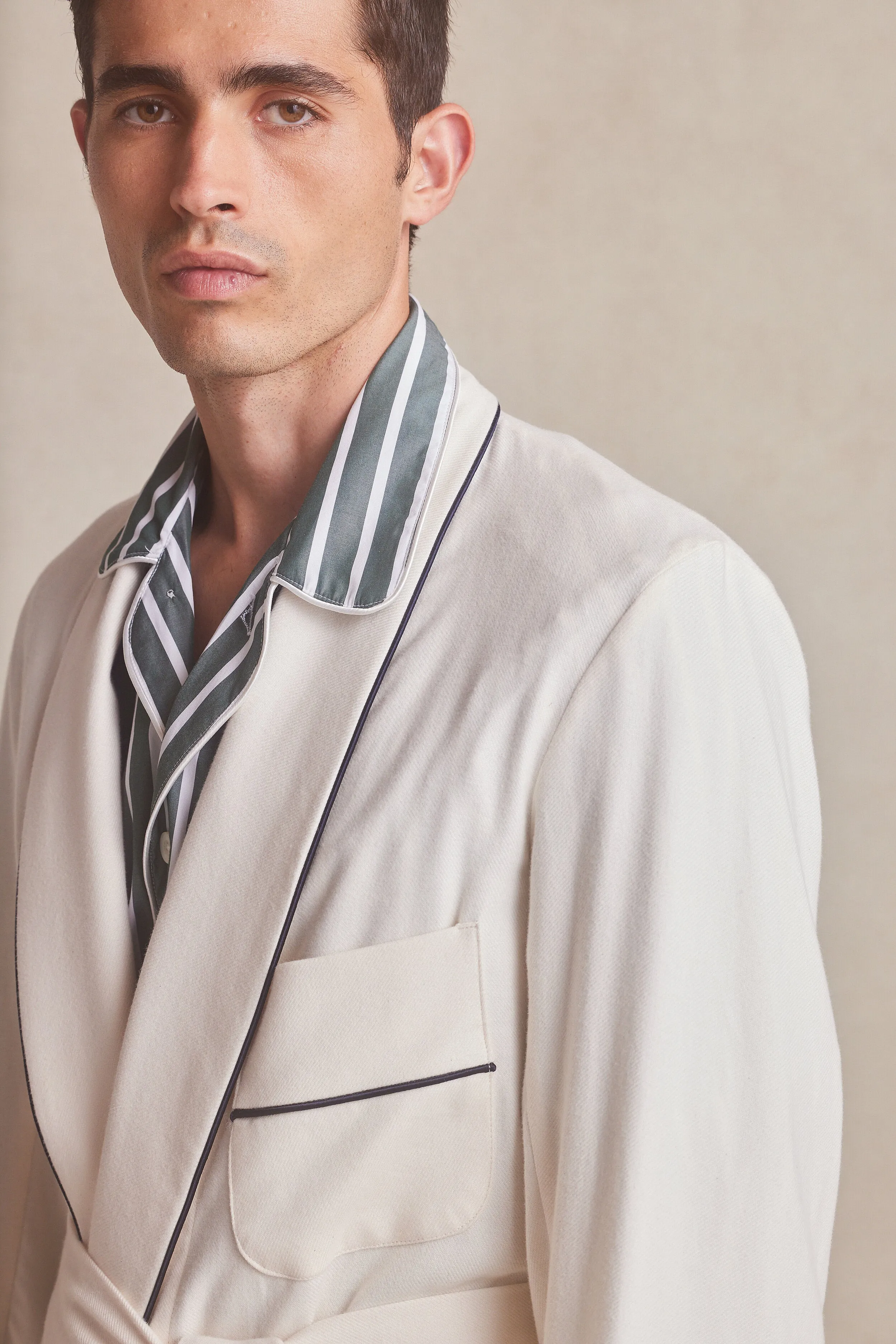 Cream Unlined Brushed Cotton Dressing Gown